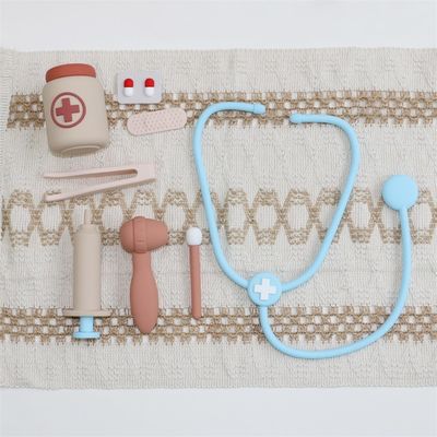 Zusammengestellte Babyspielzeuge aus Silikon Funktion Arzt Rollenspielzeug Kinder Krankenschwester Rollenspielzeug Sets
