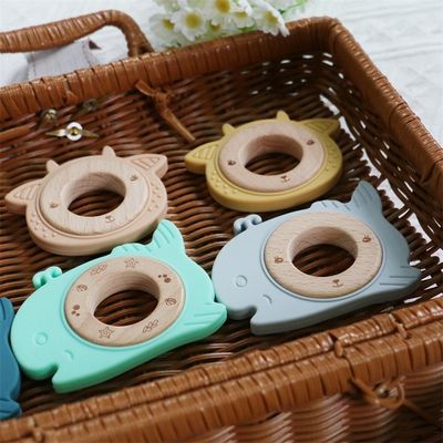 BPA-freie Silikon-Baby-Zähne mit Holzring