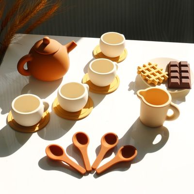 CE-Sicherheitsstandard Babyspielzeug aus Silikon mit Silikonspielzeug mit Teekanne Set 17PCS