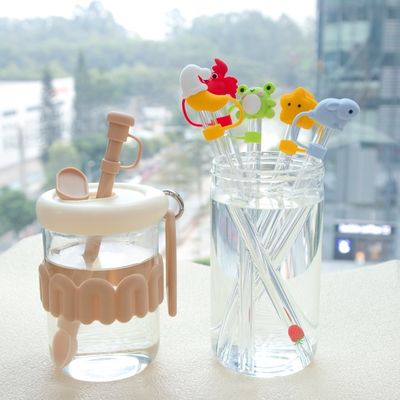Custom Silicone 10mm Strohdeckel mit 3D-Cartoon Tier Design Silicone Stroh Toppers Hut für Tassen für
