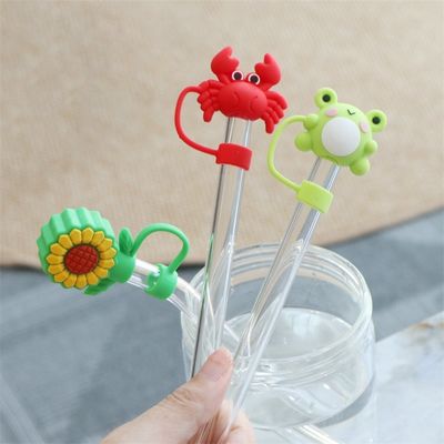 Custom Silicone 10mm Strohdeckel mit 3D-Cartoon Tier Design Silicone Stroh Toppers Hut für Tassen für