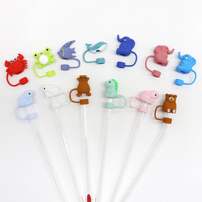 Custom Silicone 10mm Strohdeckel mit 3D-Cartoon Tier Design Silicone Stroh Toppers Hut für Tassen für
