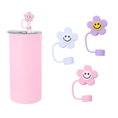 Verschiedene Blumen Silikon Stroh Stroh Hut Kappe Toppers Abdeckungen für Tumbler Cup