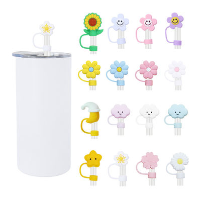 Verschiedene Blumen Silikon Stroh Stroh Hut Kappe Toppers Abdeckungen für Tumbler Cup
