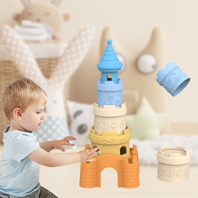 BSCI Fabrik kundenspezifisches Silikon Stapelzeug Baby pädagogische Kinder Bau Turm Stapler Silikon Spielzeug