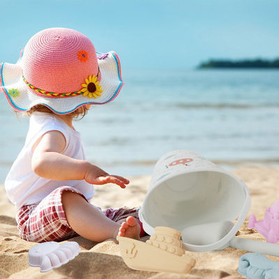 BSCI Fabrik Großhandel kundenspezifische EN71 getestet Wärmeübertragung Druck hellweißes Silikon Baby-Spielzeug Kit Sandstrand-Spielzeug für Kinder