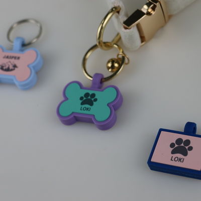 BPA-freie Silikon-Stille-Hunde-Tags Farbenfrohe Silikon-Hundehals-Tags zum Verkauf einzigartige Silikon-Hunde-ID-Tags Zubehör