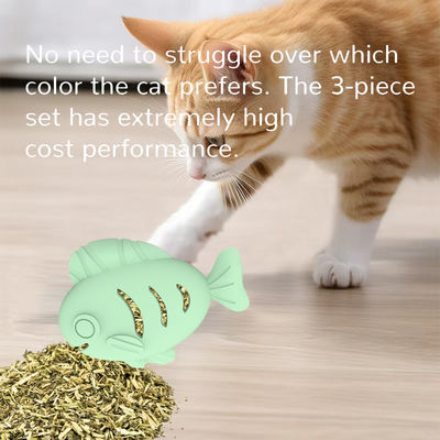 Einzelhandel mit Lebensmittelsilikon Katze Minzkugel Fischförmiges Spielzeug Haustierspielzeug Interaktive Ballzähne Reinigung von Haustierspielzeug und Zubehör