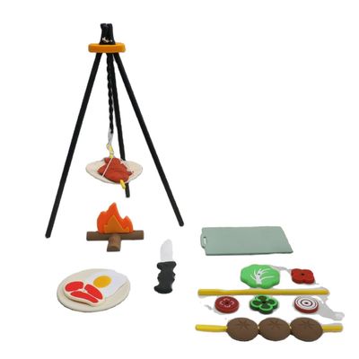 Benutzerdefiniertes Logo 19 PC Silicone Pretend BBQ Grill Spiel Küche Koch Spielzeug Mini-Koch Barbecue Rollenspiel Set Kinder Küche Spielzeug Geschenk
