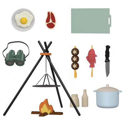 Benutzerdefiniertes Logo 19 PC Silicone Pretend BBQ Grill Spiel Küche Koch Spielzeug Mini-Koch Barbecue Rollenspiel Set Kinder Küche Spielzeug Geschenk