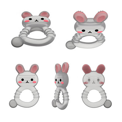 2025 Fabrik Bunny Cute Design Transparent Sensorische Eiscreme Gefrierbares Silikon Baby Wasser gefülltes Zahnstück