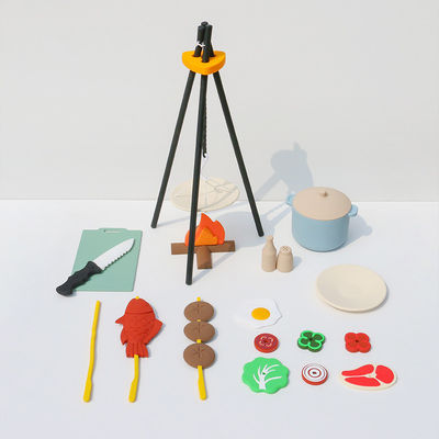 BBQ Grill Küchenspielzeug-Set mit Schein Rauch Küchenzubehör Spielen Essen Spielzeug für Schein Spielen Kochen für Kinder