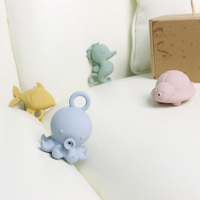 Custom beliebtes Silikon Meerestier Oktopus Fisch Schildkröte Seepferd Kinder Baby Bad Spielzeug Geschenk Set Wasser Spray Squishy