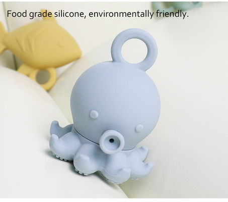 Custom beliebtes Silikon Meerestier Oktopus Fisch Schildkröte Seepferd Kinder Baby Bad Spielzeug Geschenk Set Wasser Spray Squishy