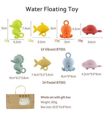 Custom beliebtes Silikon Meerestier Oktopus Fisch Schildkröte Seepferd Kinder Baby Bad Spielzeug Geschenk Set Wasser Spray Squishy