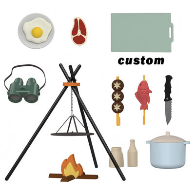 Benutzerdefiniertes Logo 19-PC Silikon Mini-Chef Barbecue Rollenspiel Küche Koch Spielzeug Set Tüfteln Picknick Spielen Küche Spielzeug Geschenk Babyspielzeug