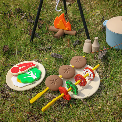 Benutzerdefiniertes Logo 19-PC Silikon Mini-Chef Barbecue Rollenspiel Küche Koch Spielzeug Set Tüfteln Picknick Spielen Küche Spielzeug Geschenk Babyspielzeug