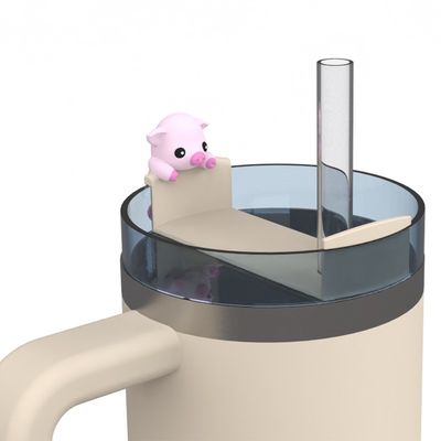 Lieblingliche Tier Silikon Strohdeckel & Flaschenzubehör 4 Stück Tumbler Dekoration Set